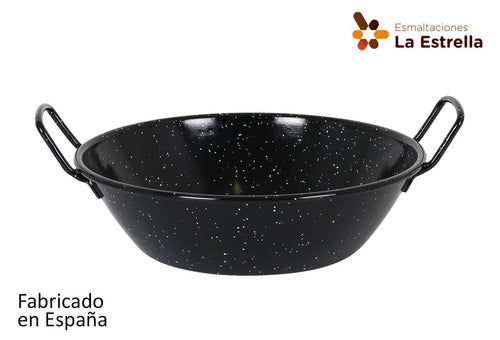 Inde Soler Hispania Tigaie adanca cu manere din metal emailat, Ø28 cm, 4,3L, Jaspeada Negru