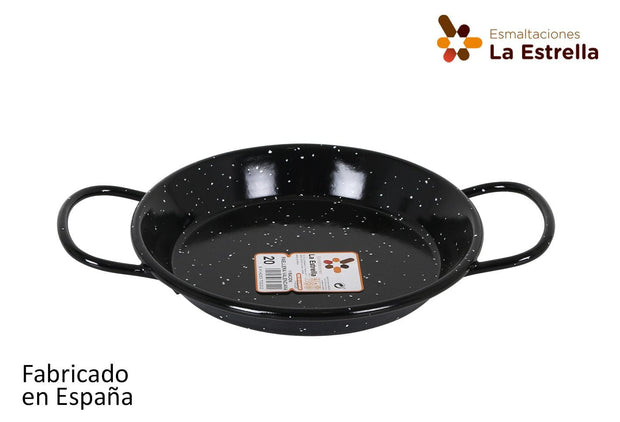 Inde Soler Hispania Tigaie paella din metal emailat, Ø20 cm, Jaspeada Negru