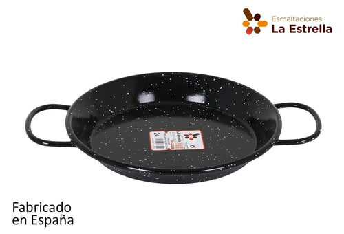 Inde Soler Hispania Tigaie paella din metal emailat, Ø24 cm, Jaspeada Negru