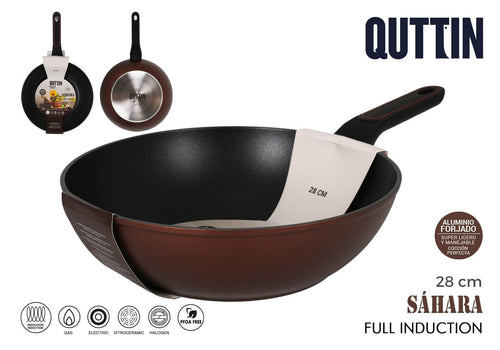 Inde Soler Hispania Tigaie wok din aluminiu, Ø28 cm, Sahara Maro / Negru