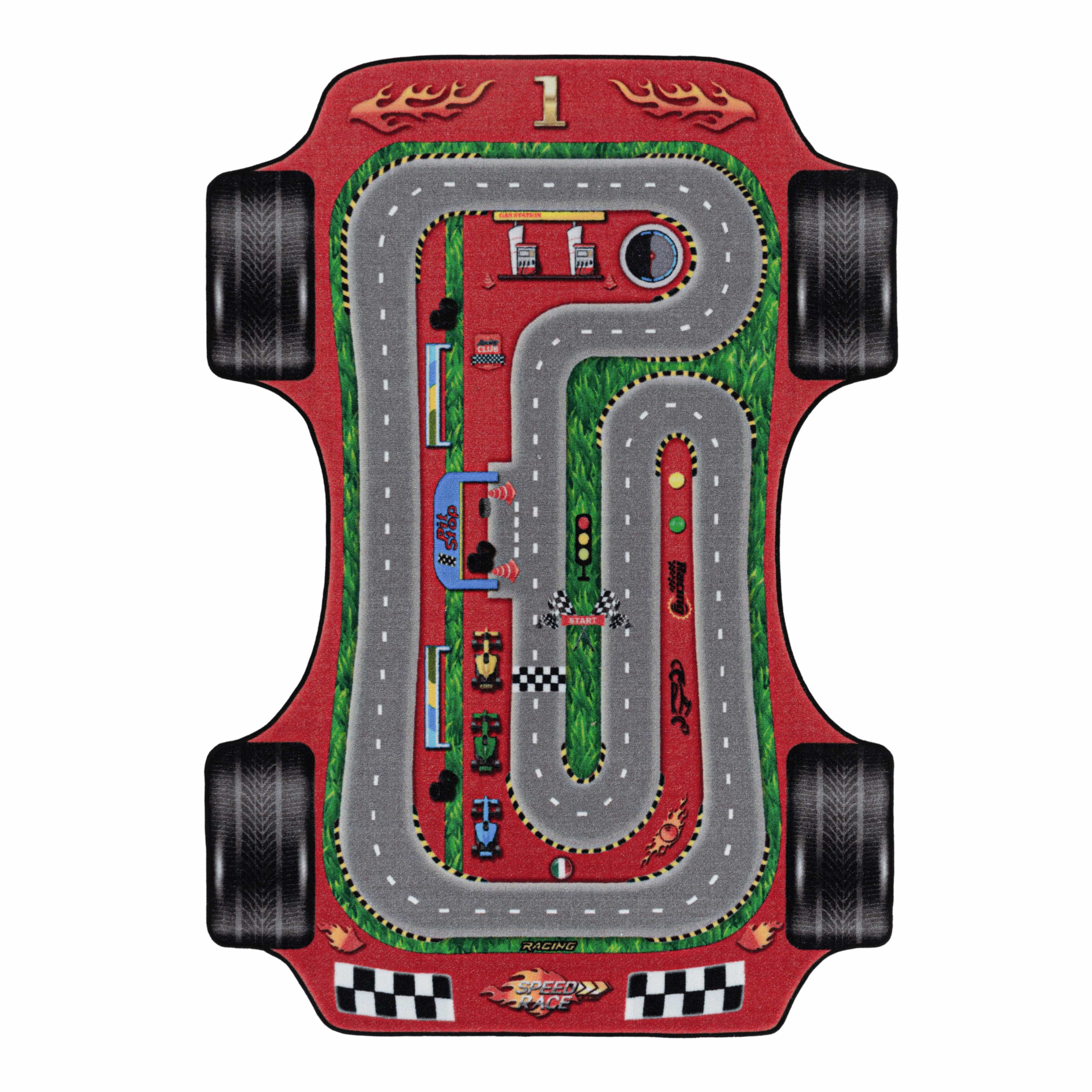 Traversa pentru copii din poliamida Play 2907 Racetrack Rosu & AYYTPCH-PLAY2907RED-TRAVERSA