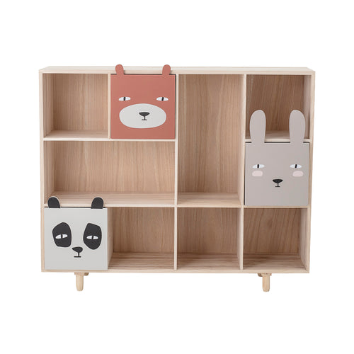 Biblioteca din lemn, MDF si pal, pentru copii, Calle Natural, l107xA28xH89.5 cm