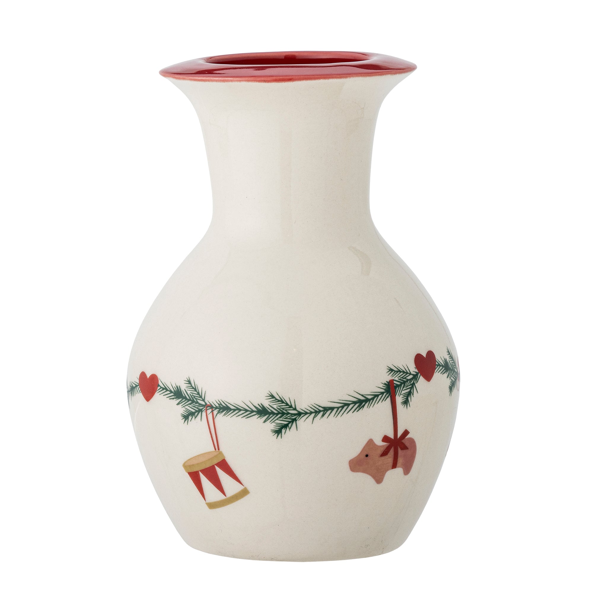 Vaza decorativa de Craciun din ceramica, Yule Natural, Ø10 cm