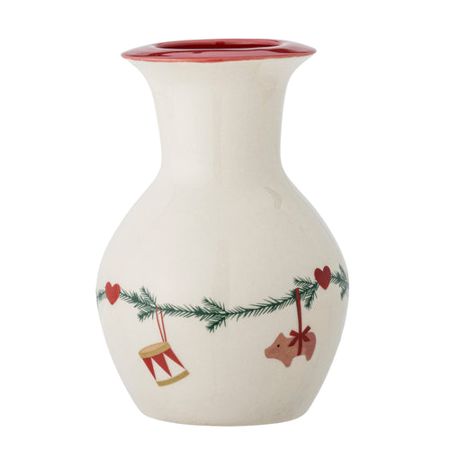 Vaza decorativa de Craciun din ceramica, Yule Natural, Ø10 cm