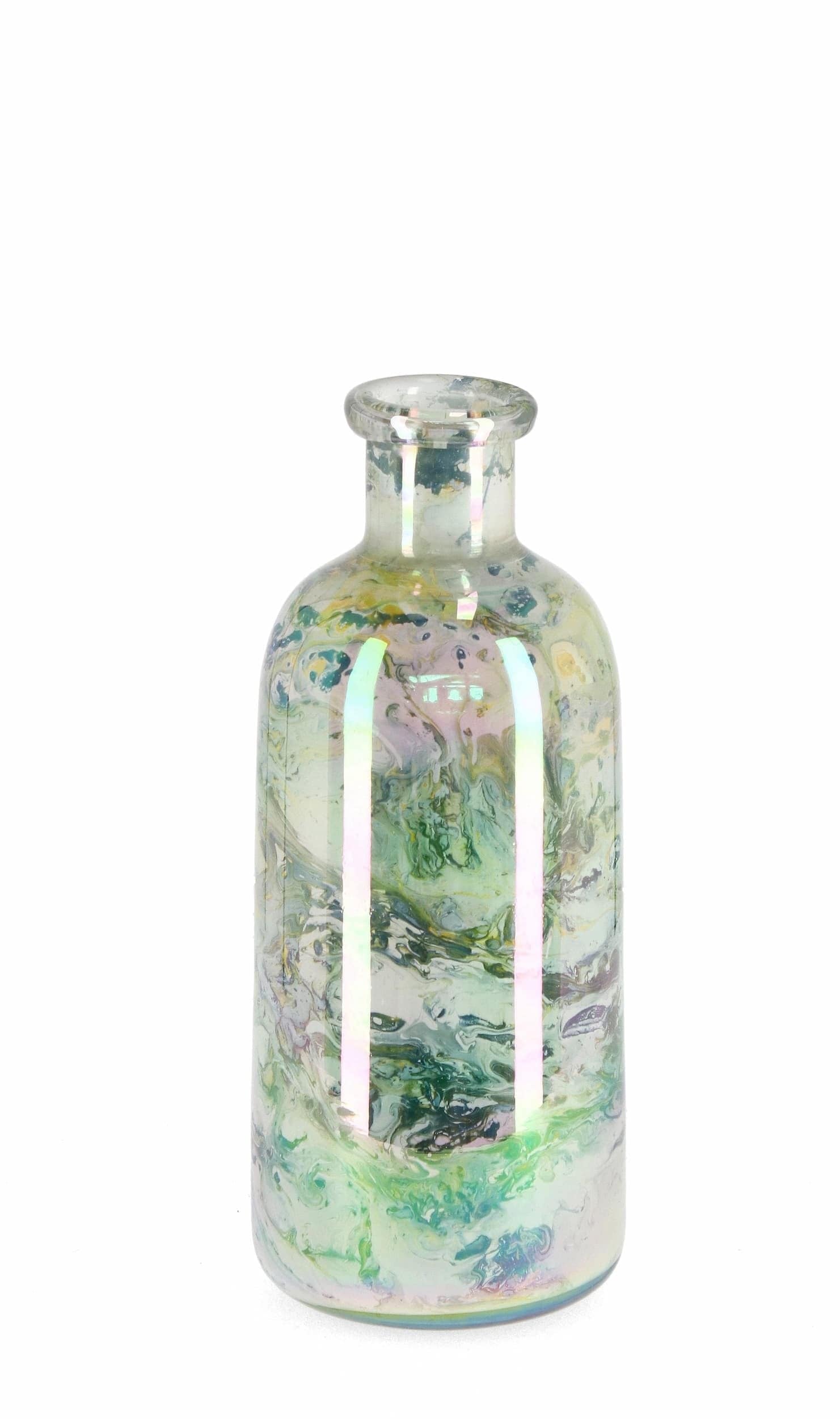 Vaza decorativa din sticla, Marala Bottle Verde / Multicolor, Ø13xH31 cm