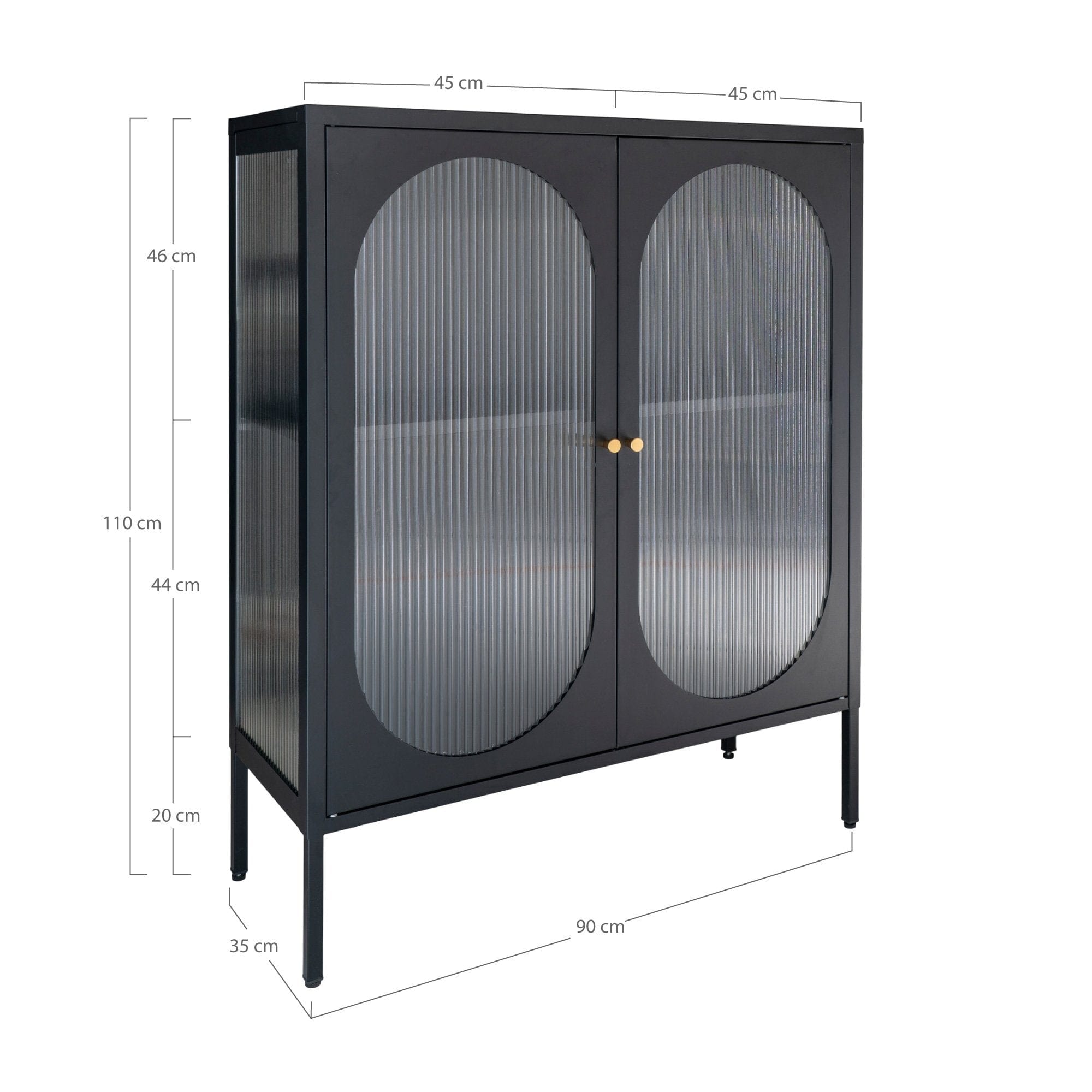 Vitrina din metal si sticla cu 2 usi, Adelaide Negru, l90xA35xH110 cm (4)