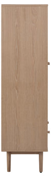 Vitrina din pal, furnir si lemn, cu 1 sertar si 2 usi, Aston Stejar White Wash, l80xA40xH144,8 cm (7)