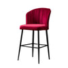 Set 4 scaune de bar tapitate cu stofa si picioare metalice, Rubi Velvet Bordeaux / Negru, l52xA42xH97 cm (2)