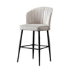 Set 4 scaune de bar tapitate cu stofa si picioare metalice, Rubi Velvet Crem / Negru, l52xA42xH97 cm (3)