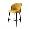Set 4 scaune de bar tapitate cu stofa si picioare metalice, Rubi Velvet Galben / Negru, l52xA42xH97 cm (3)