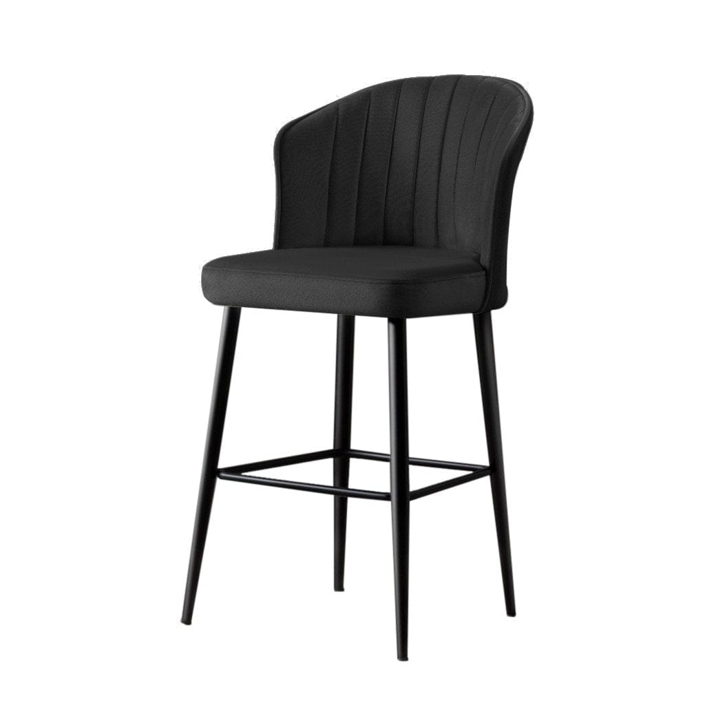 Set 4 scaune de bar tapitate cu stofa si picioare metalice, Rubi Velvet Negru, l52xA42xH97 cm (1)