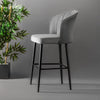 Set 2 scaune de bar tapitate cu stofa si picioare metalice, Rubi Velvet Gri / Negru, l52xA42xH97 cm (1)