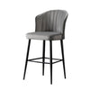 Set 2 scaune de bar tapitate cu stofa si picioare metalice, Rubi Velvet Gri / Negru, l52xA42xH97 cm (3)