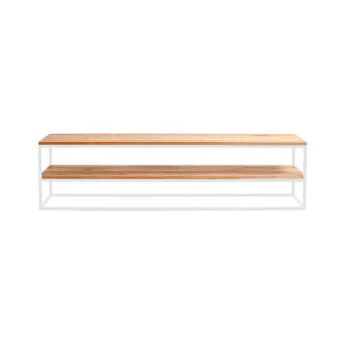 Raft din lemn si metal, Julita 180-2F Stejar / Alb, l180xA40xH50 cm