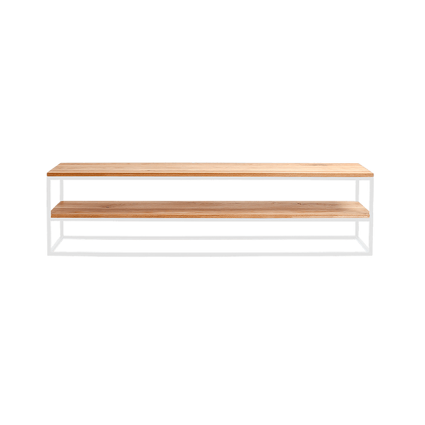 Raft din lemn si metal, Julita 180-2F Stejar / Alb, l180xA40xH50 cm