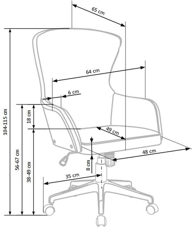 Scaun de birou ergonomic, tapitat cu stofa Dustine Gri Deschis / Negru, l64xA65xH104-115 cm (8)