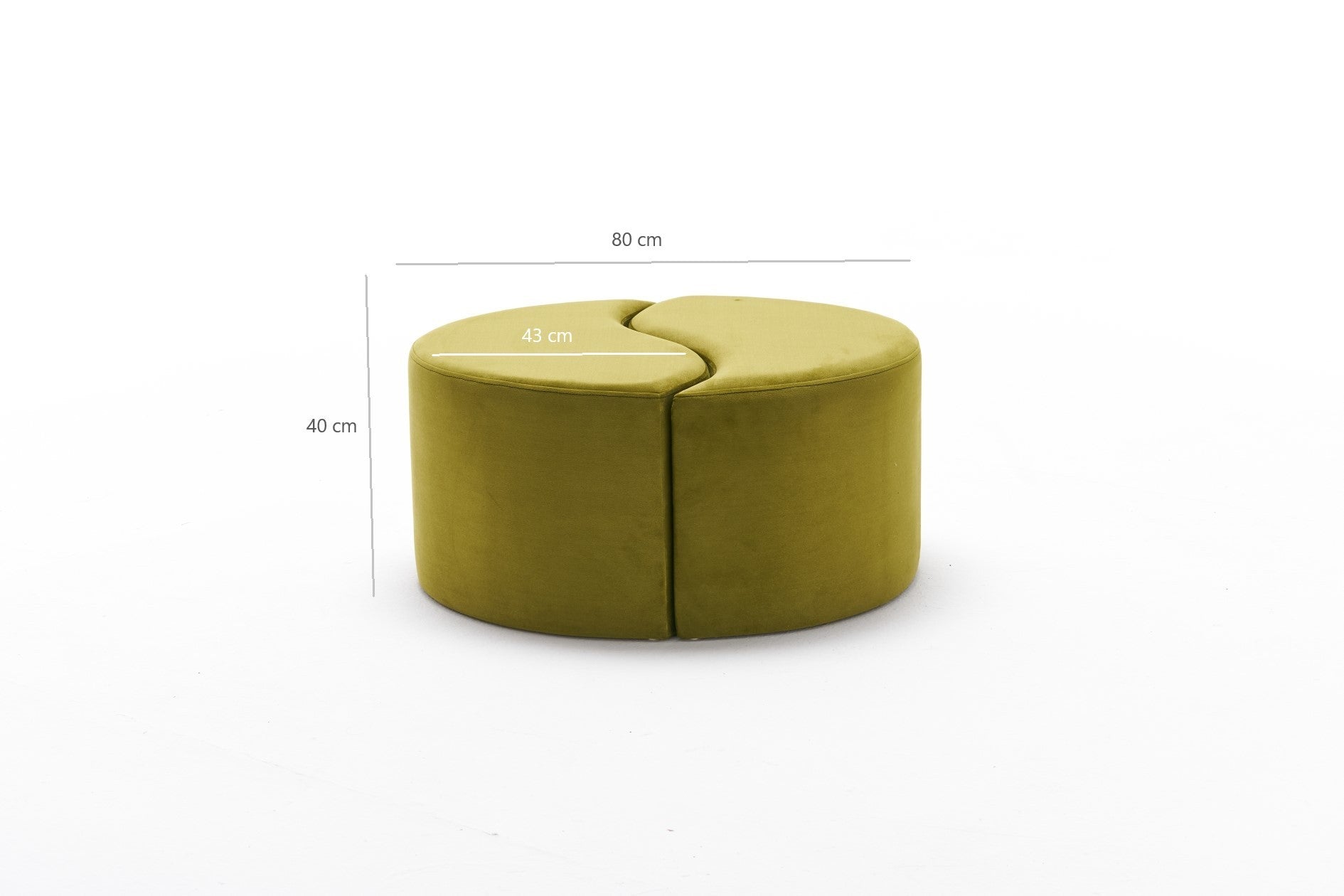 Taburet tapitat cu stofa, Alis Round Verde Olive, Ø80xH40 cm (6)