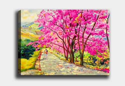 Tablou Canvas Pink Trees Multicolor & OYOTR-DEV691522702 & OYOTR-DEV691522702 & OYOTR-DEV691522702