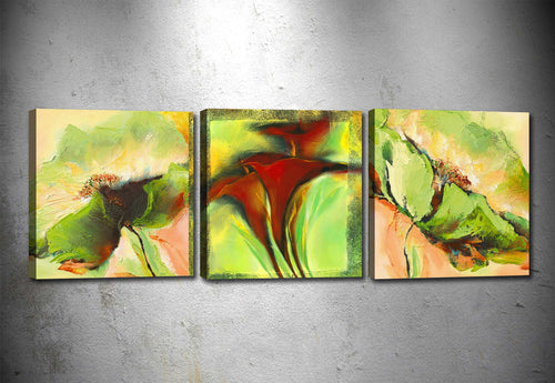 Tablou 3 piese Canvas Flowers Multicolor, 90 x 30 cm
