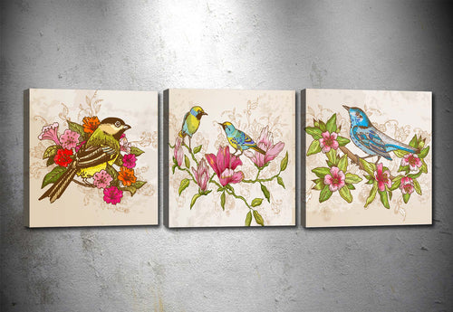 Tablou 3 piese Canvas Enchanted Multicolor, 90 x 30 cm