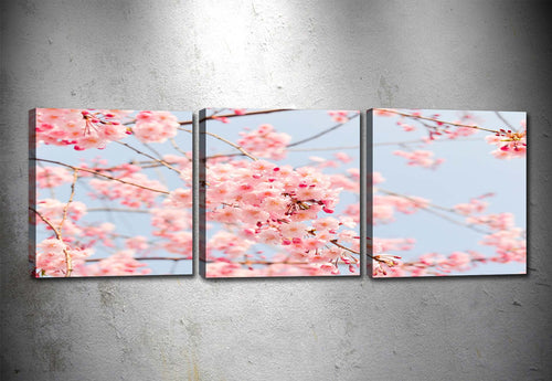 Tablou 3 piese Canvas Cherry Tree Multicolor, 90 x 30 cm