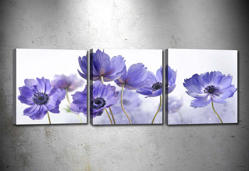 Tablou 3 piese Canvas Purple Flowers Multicolor, 90 x 30 cm