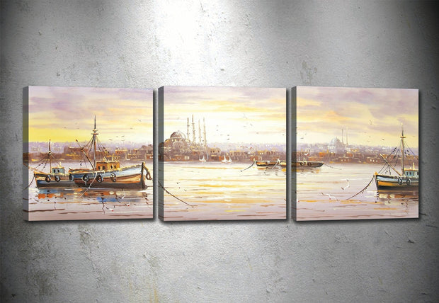 Tablou 3 piese Canvas Morning Light Multicolor, 90 x 30 cm