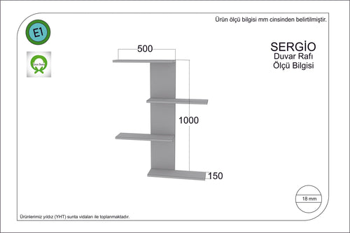 Raft suspendat din pal, Sergio Gri, l75xA22xH100 cm (1)