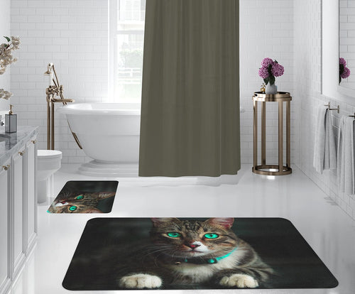 Set 2 covorase pentru baie antiderapante din poliester, Digital 69 Multicolor, 50 x 70 / 70 x 100 cm