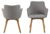 Set 2 scaune tapitate cu stofa si picioare din lemn Bella Gri Deschis / Stejar, l62xA59xH80 cm