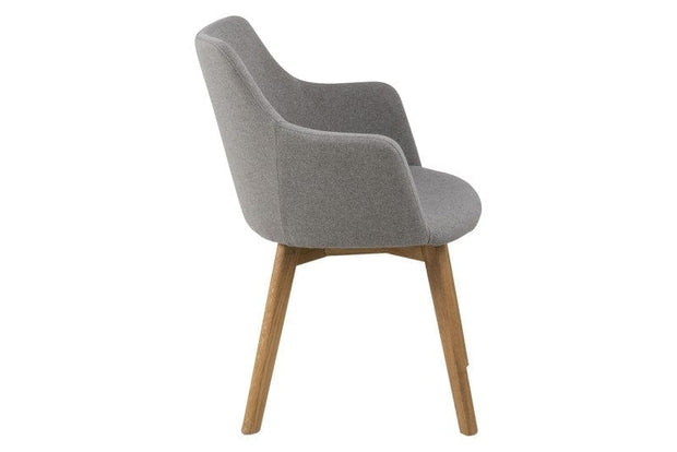 Set 2 scaune tapitate cu stofa si picioare din lemn Bella Gri Deschis / Stejar, l62xA59xH80 cm (2)