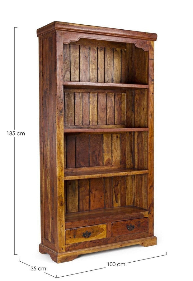 Biblioteca din lemn de salcam, cu 2 sertare Chateaux Natural, l100xA35xH185 cm (6)