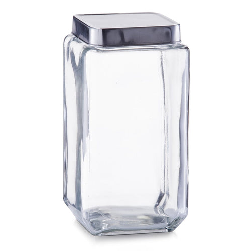 Zeller Borcan pentru depozitare Box, capac inox, Glass 2000 ml, l11xA11xH22,2 cm