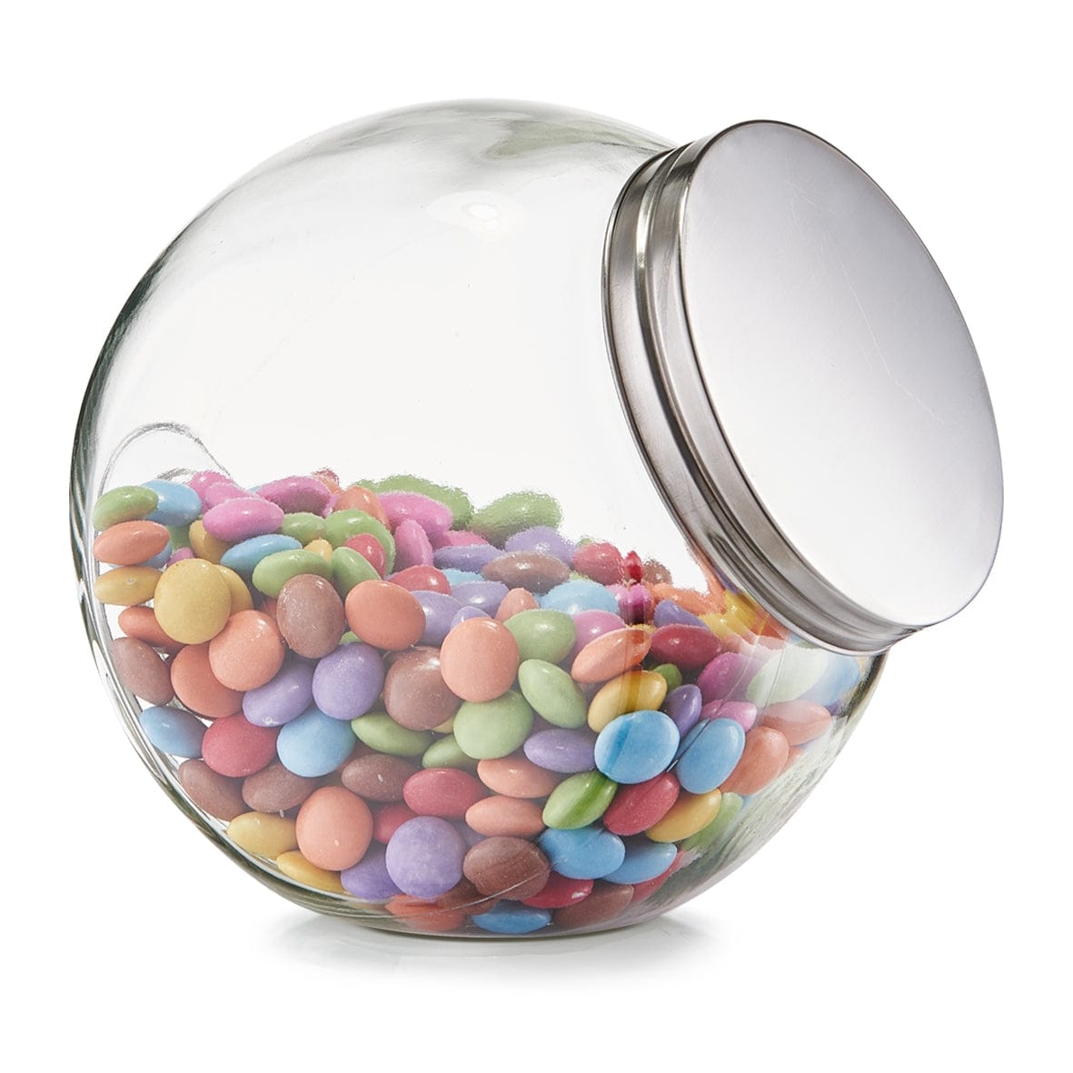 Zeller Borcan pentru depozitare din sticla Candy, capac metalic, 1200 ml, l15xA10,5xH15 cm