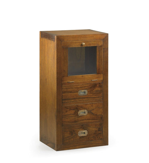 Moycor Cabinet din lemn si furnir, cu 3 sertare si 1 usa, Star Combi Small Nuc, l45xA35xH90 cm