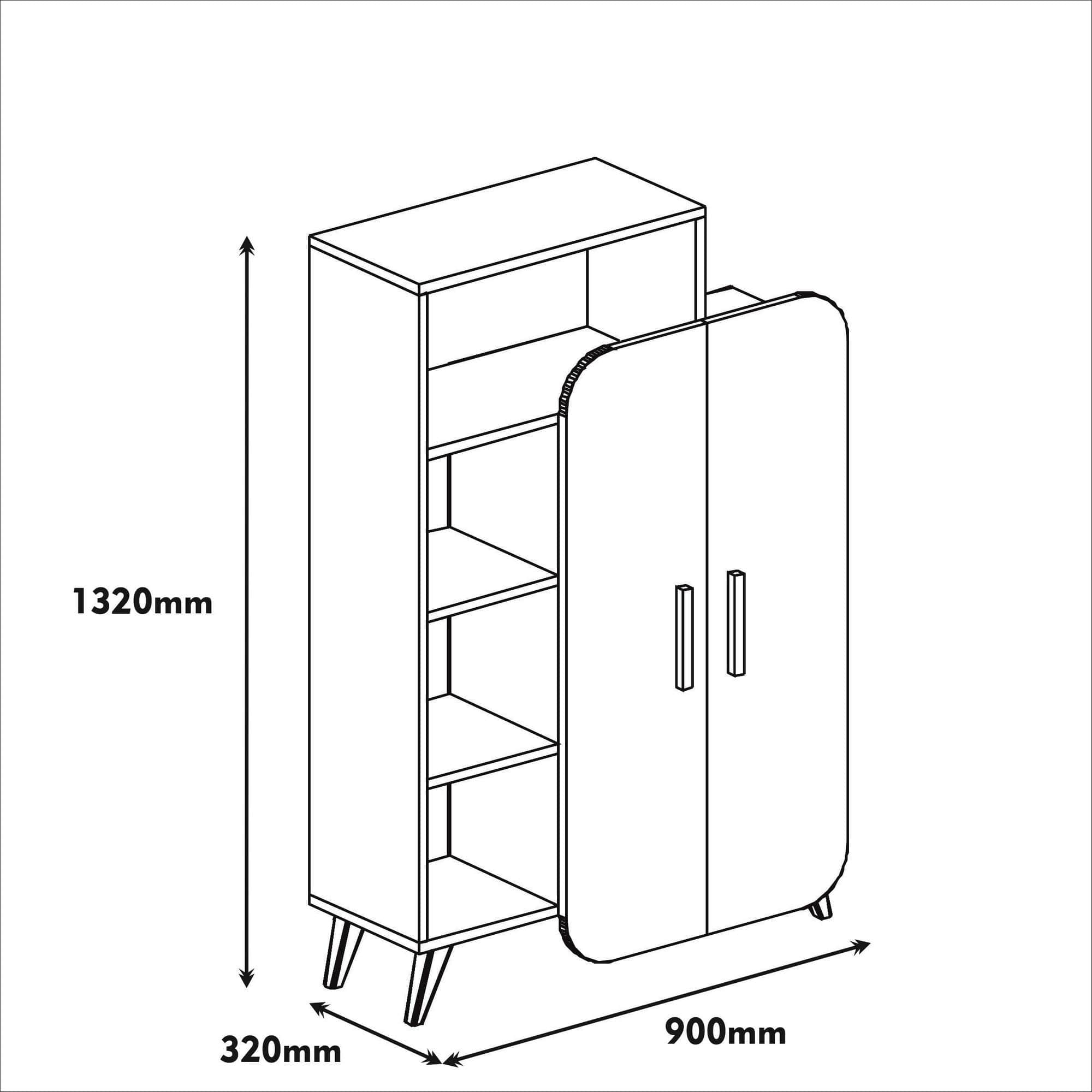 Cabinet din pal cu 2 usi Form Nuc / Alb, l90xA32xH132 cm (4)