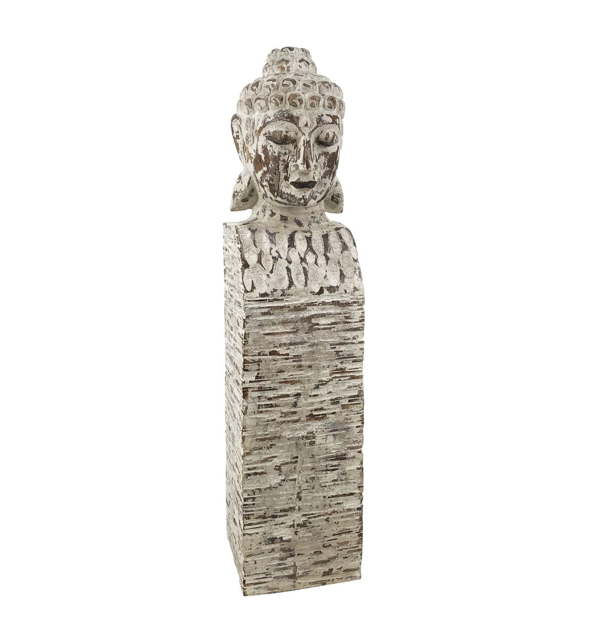 Moycor Decoratiune din lemn de albasia, Ethnic Buddha Natural, L15xl15xH75 cm