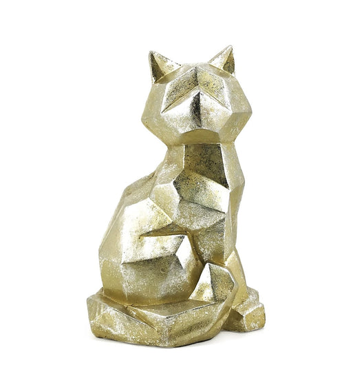 Moycor Decoratiune din rasina, Geometric Cat Argintiu / Auriu, L27xl24xH43 cm