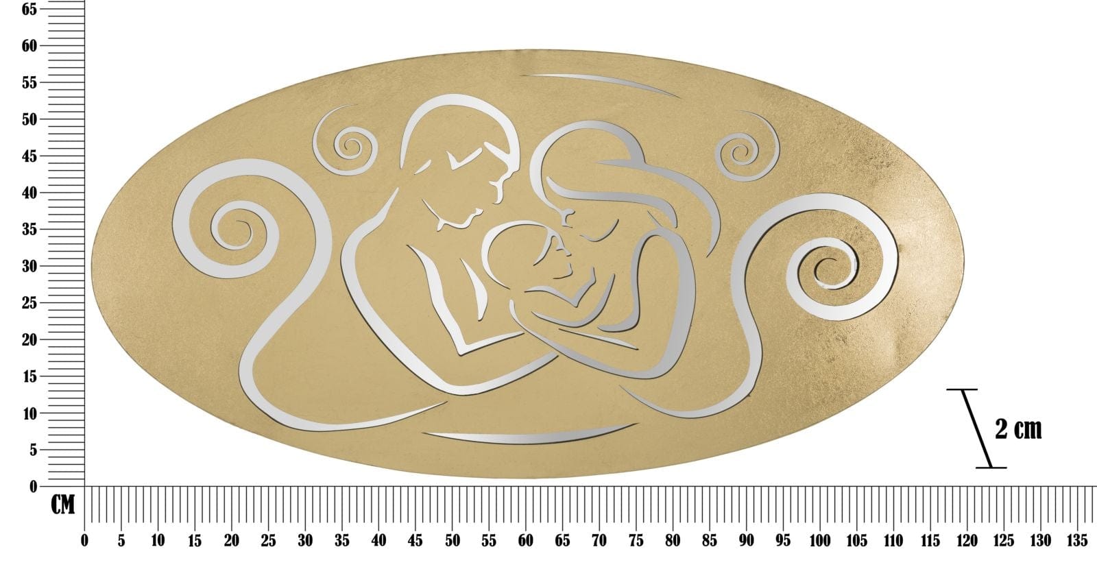 Mauro Ferretti Decoratiune metalica de perete, Happy Family Auriu, l120xA2xH60 cm