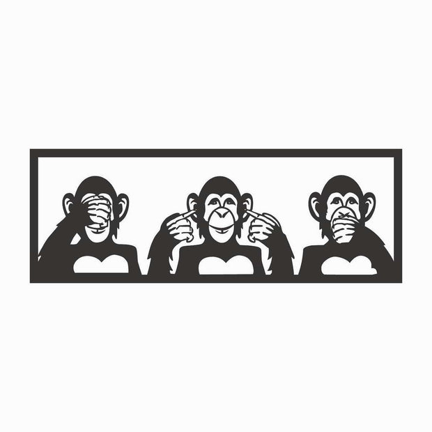 Decoratiune metalica de perete, Three Monkeys M Negru, l70xA1,5xH25 cm (2)