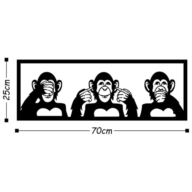 Decoratiune metalica de perete, Three Monkeys M Negru, l70xA1,5xH25 cm (3)