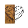 Decoratiune de perete, din lemn si metal, Heart Nuc / Negru, l58xA3xH58 cm (1)