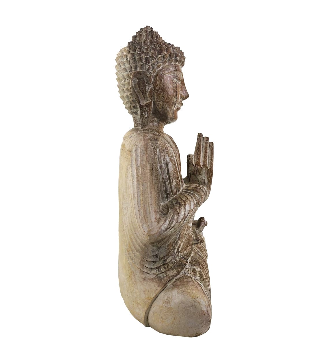 Decoratiune din lemn de suar Bleached Buddha Natural, L40xl20xH50 cm (2)