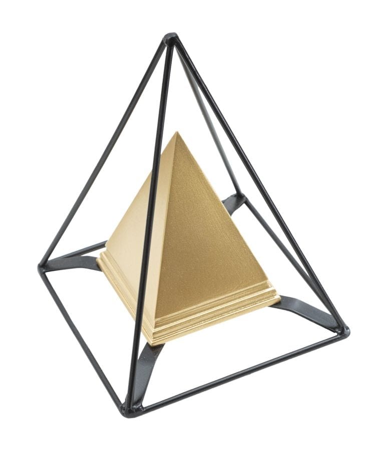 Decoratiune din polirasina si metal Double Piramide Auriu / Negru, L15xl15xH21 cm (3)