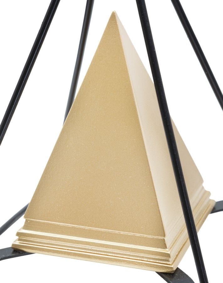 Decoratiune din polirasina si metal Double Piramide Auriu / Negru, L15xl15xH21 cm (4)