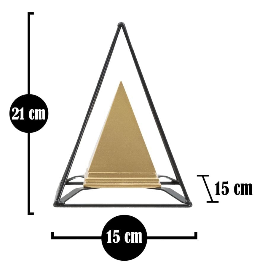 Decoratiune din polirasina si metal Double Piramide Auriu / Negru, L15xl15xH21 cm (6)