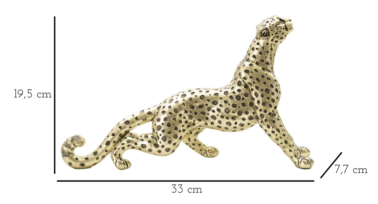 Decoratiune din rasina Leopard Points Sitting Auriu / Negru, L33xl7,7xH19,5 cm (3)