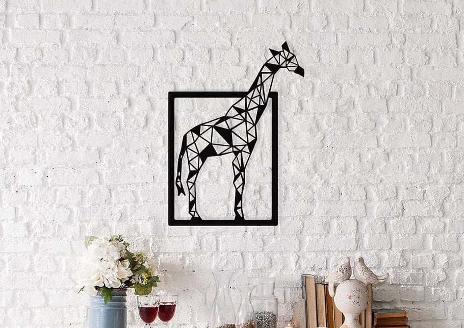 Decoratiune metalica de perete, Giraffe Negru, l45xA1,5xH60 cm