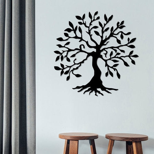 Decoratiune metalica de perete, Tree 3 Negru, l60xA1,5xH60 cm