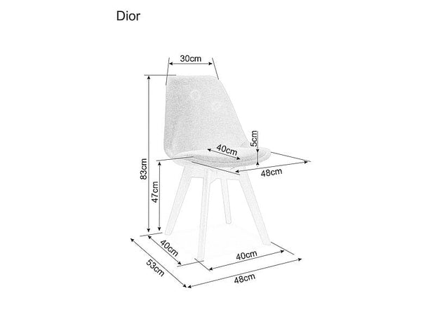 Scaun tapitat cu stofa si picioare din lemn, Dinos Gri Deschis / Fag, l48xA53xH83 cm (5)